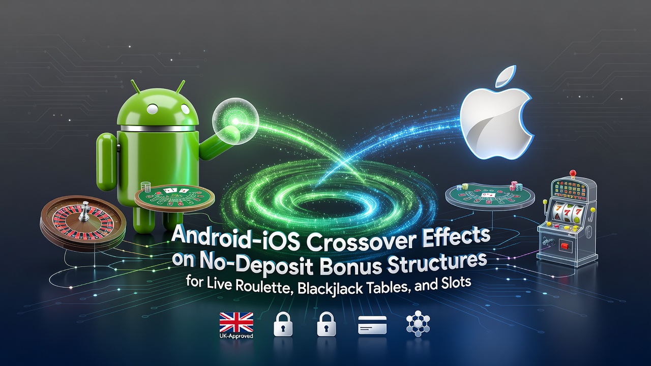 Android and iOS devices displaying synchronized casino bonus interfaces for live games and slots