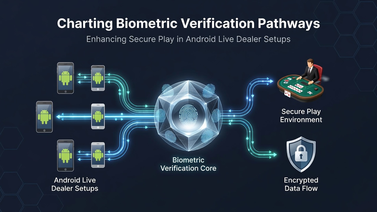 Biometric verification interface on an Android device for live dealer casino access