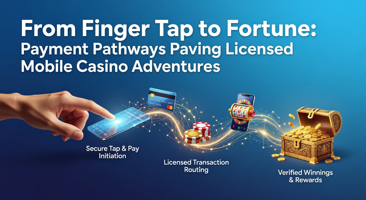 Smartphone screen displaying a mobile casino app with payment options like Apple Pay and cards, finger tapping to deposit funds amid colorful slot reels and jackpot counters
