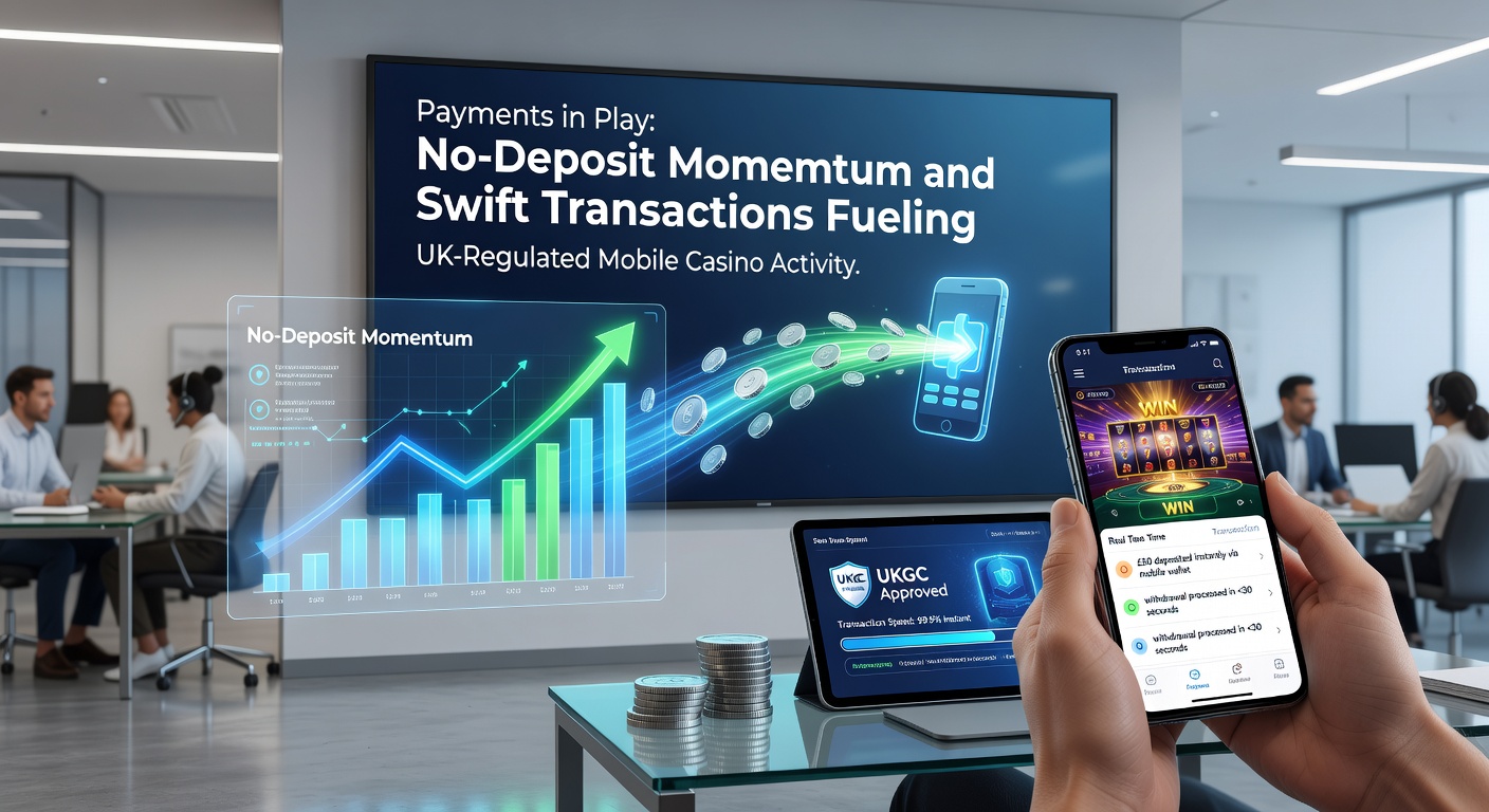 Dynamic graphic illustrating fast payment flows, e-wallets, and mobile banking integrations in a casino app environment