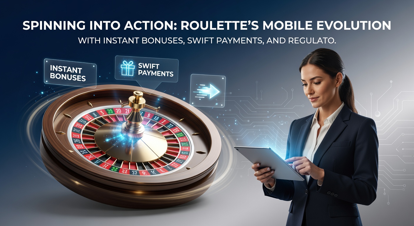 Smartphone displaying a roulette app with instant deposit confirmation and e-wallet icons for quick transactions