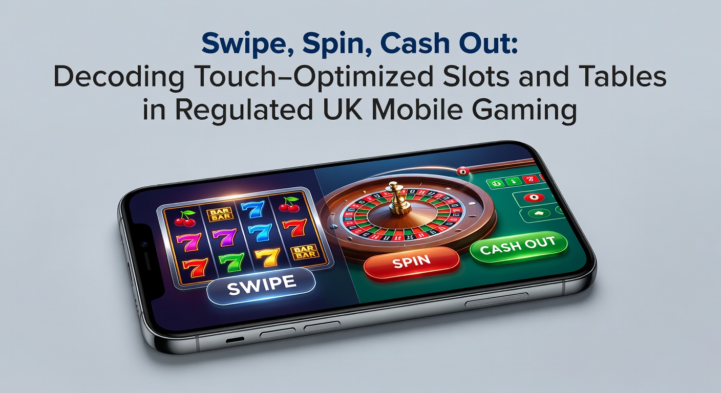 Vibrant mobile slot interface showing touch-optimized reels spinning on a smartphone screen with swipe gestures highlighted