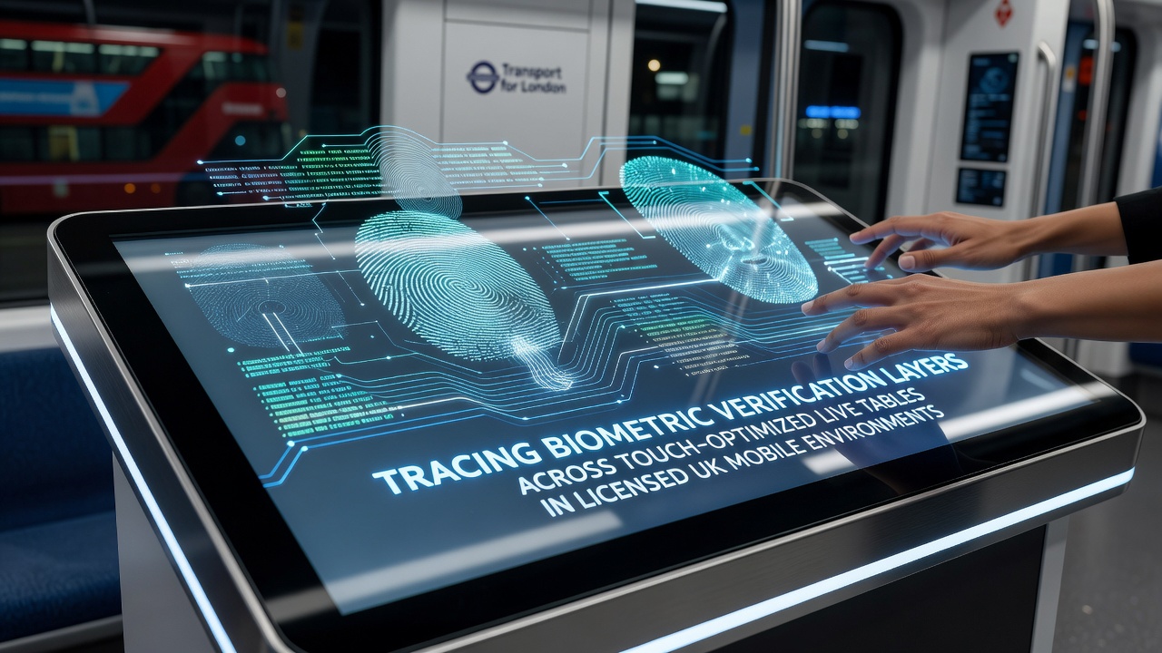 Biometric verification interface displayed on a touch-optimized live dealer table within a UK mobile casino app