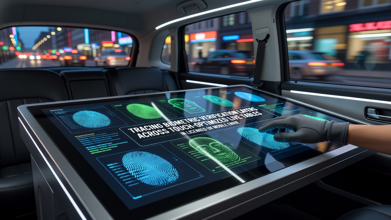 Close-up view of multi-layer biometric authentication workflow on a licensed UK mobile live table interface